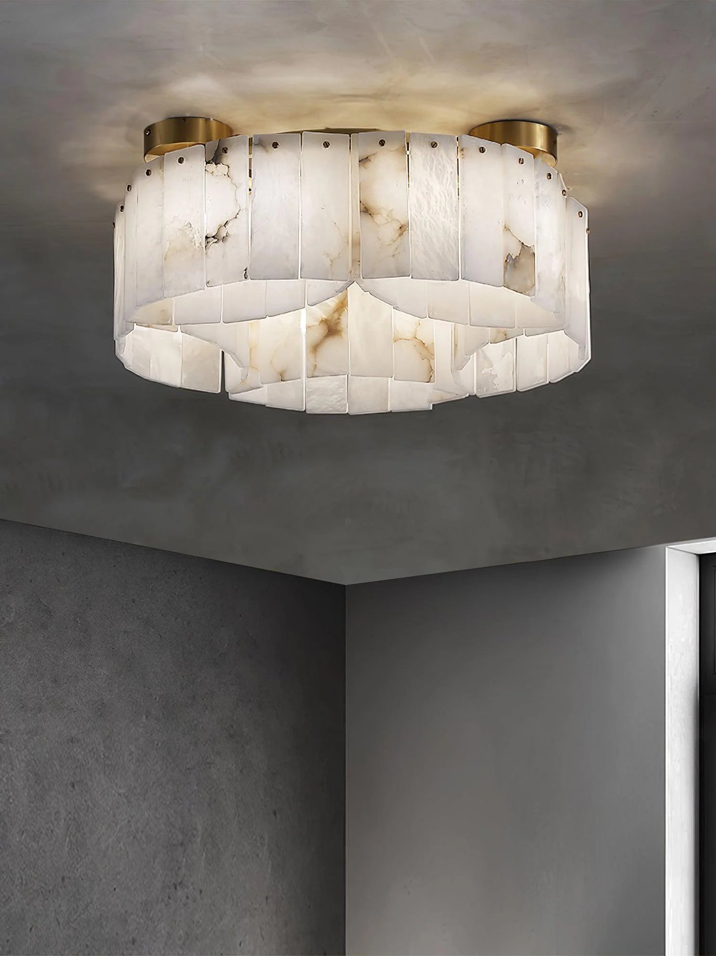 Lámpara de techo Luxe de alabastro blanco