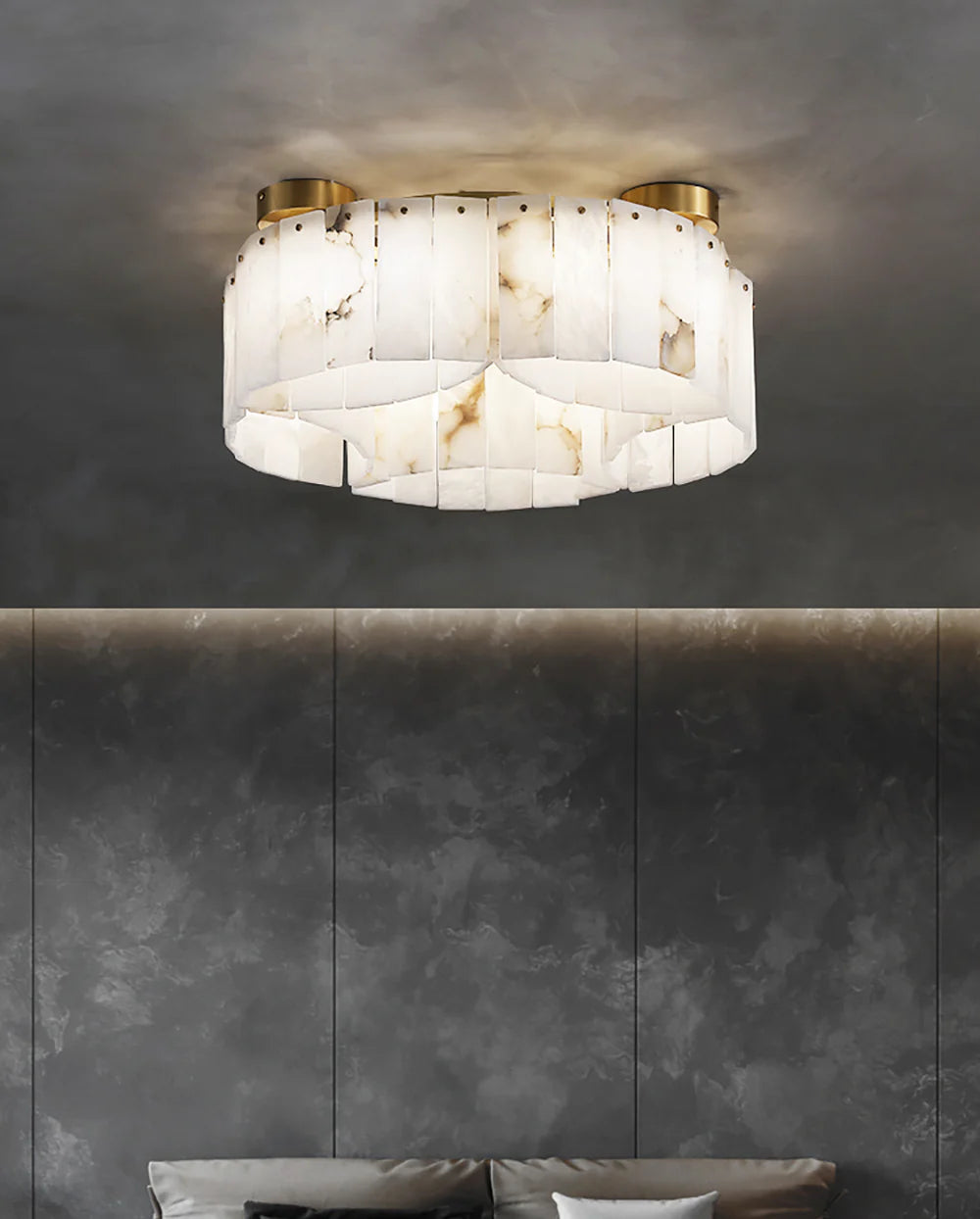 Lámpara de techo Luxe de alabastro blanco