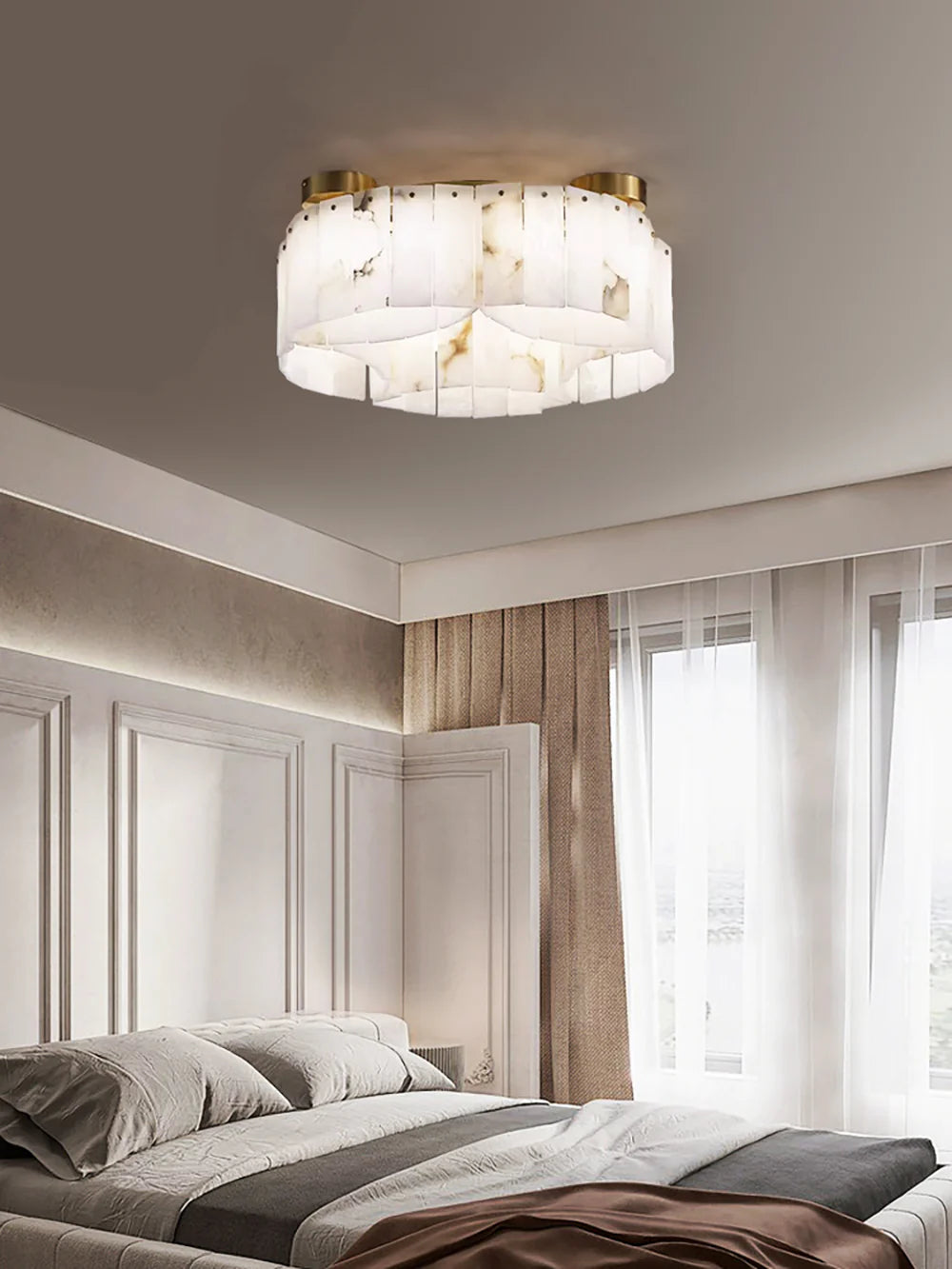 Lámpara de techo Luxe de alabastro blanco