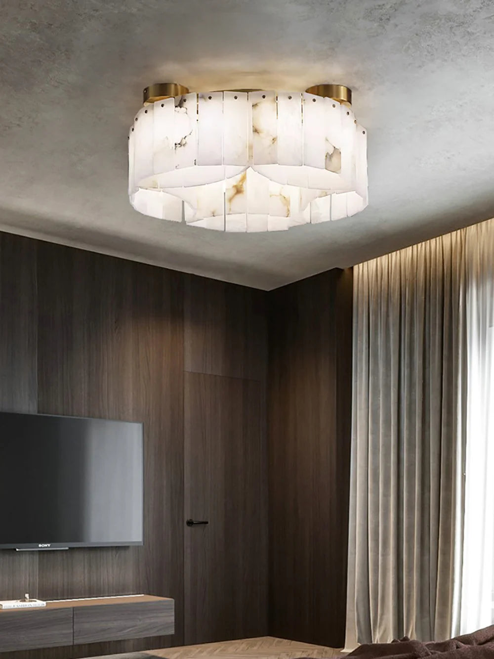 Lámpara de techo Luxe de alabastro blanco