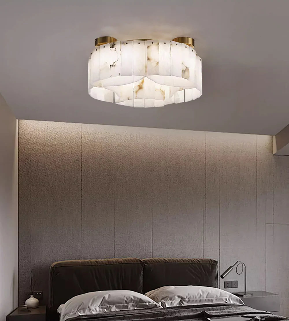 Lámpara de techo Luxe de alabastro blanco