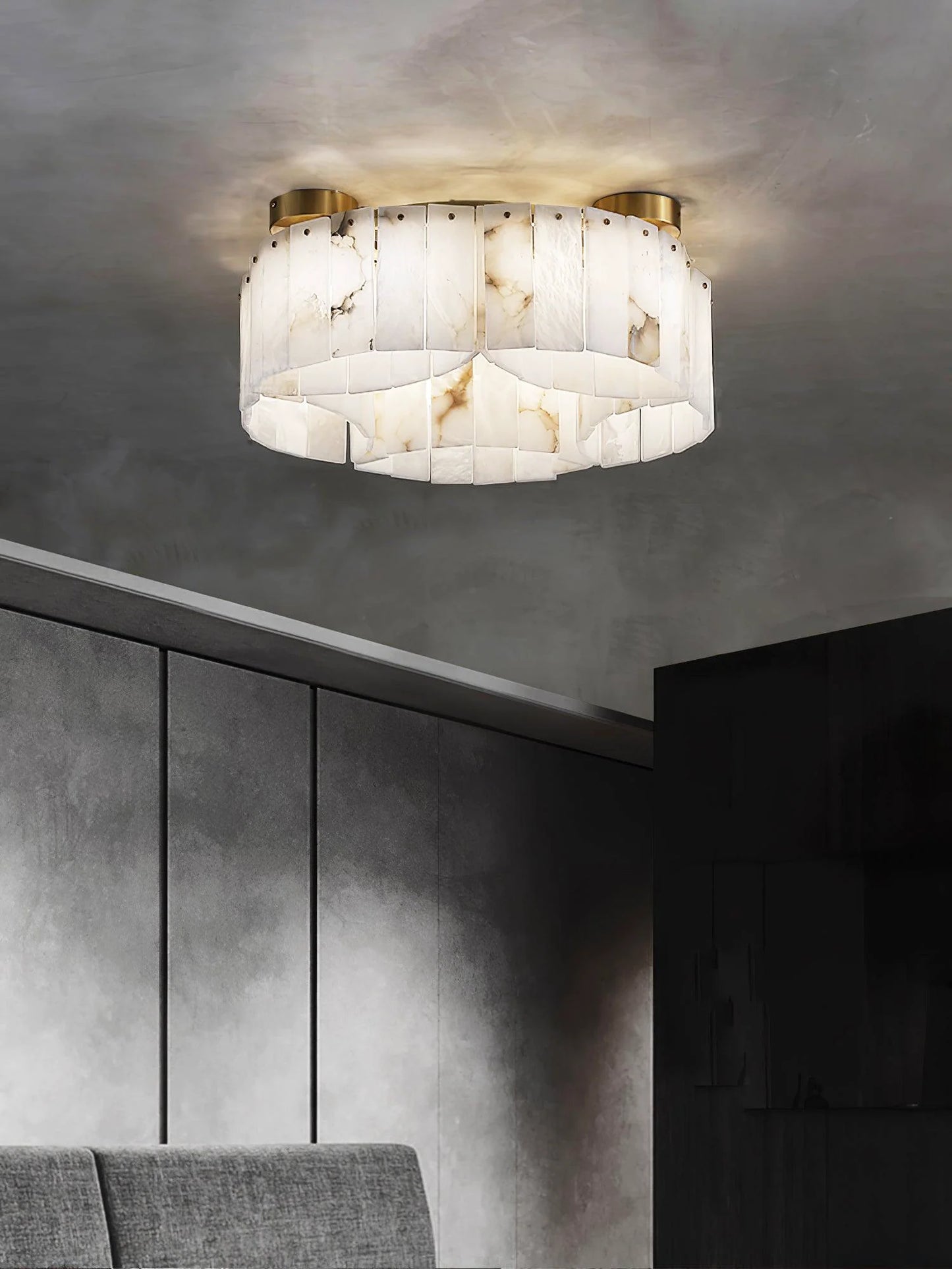 Lámpara de techo Luxe de alabastro blanco
