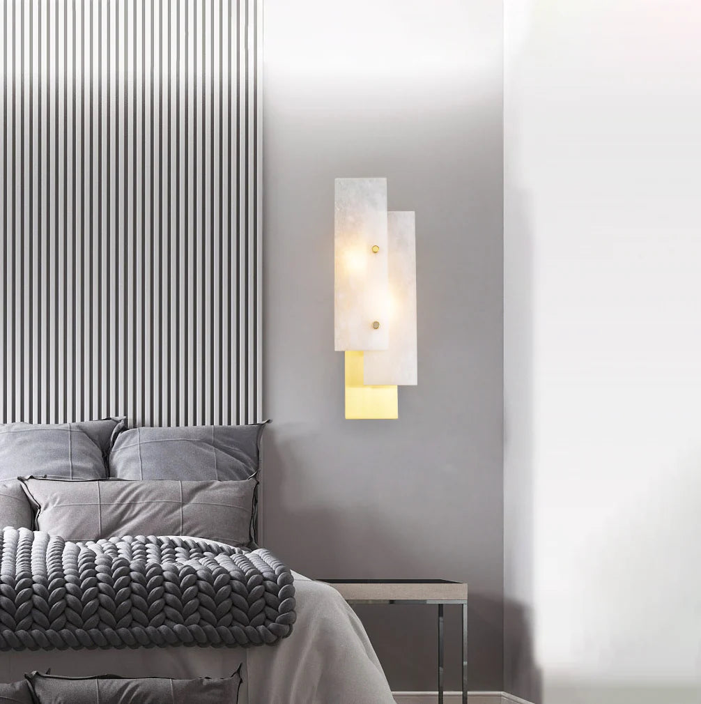 Lámpara de pared rectangular de alabastro