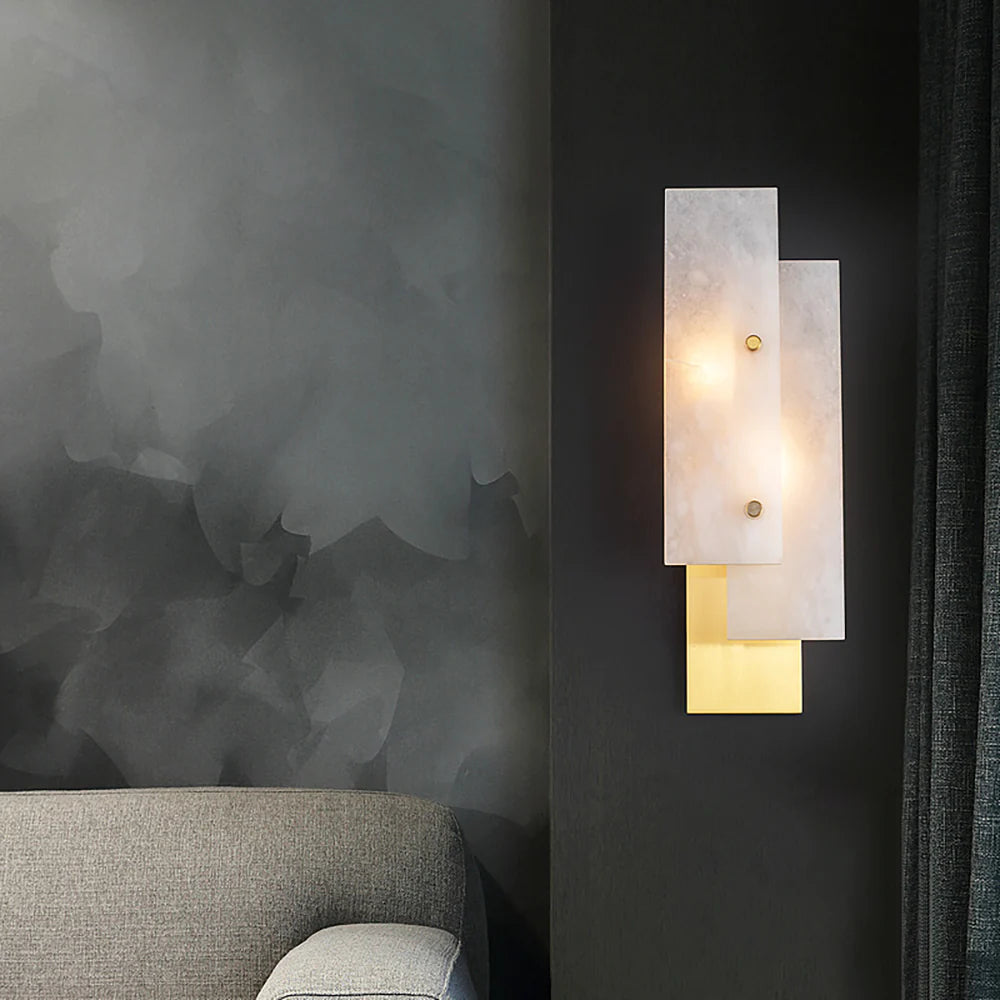 Lámpara de pared rectangular de alabastro