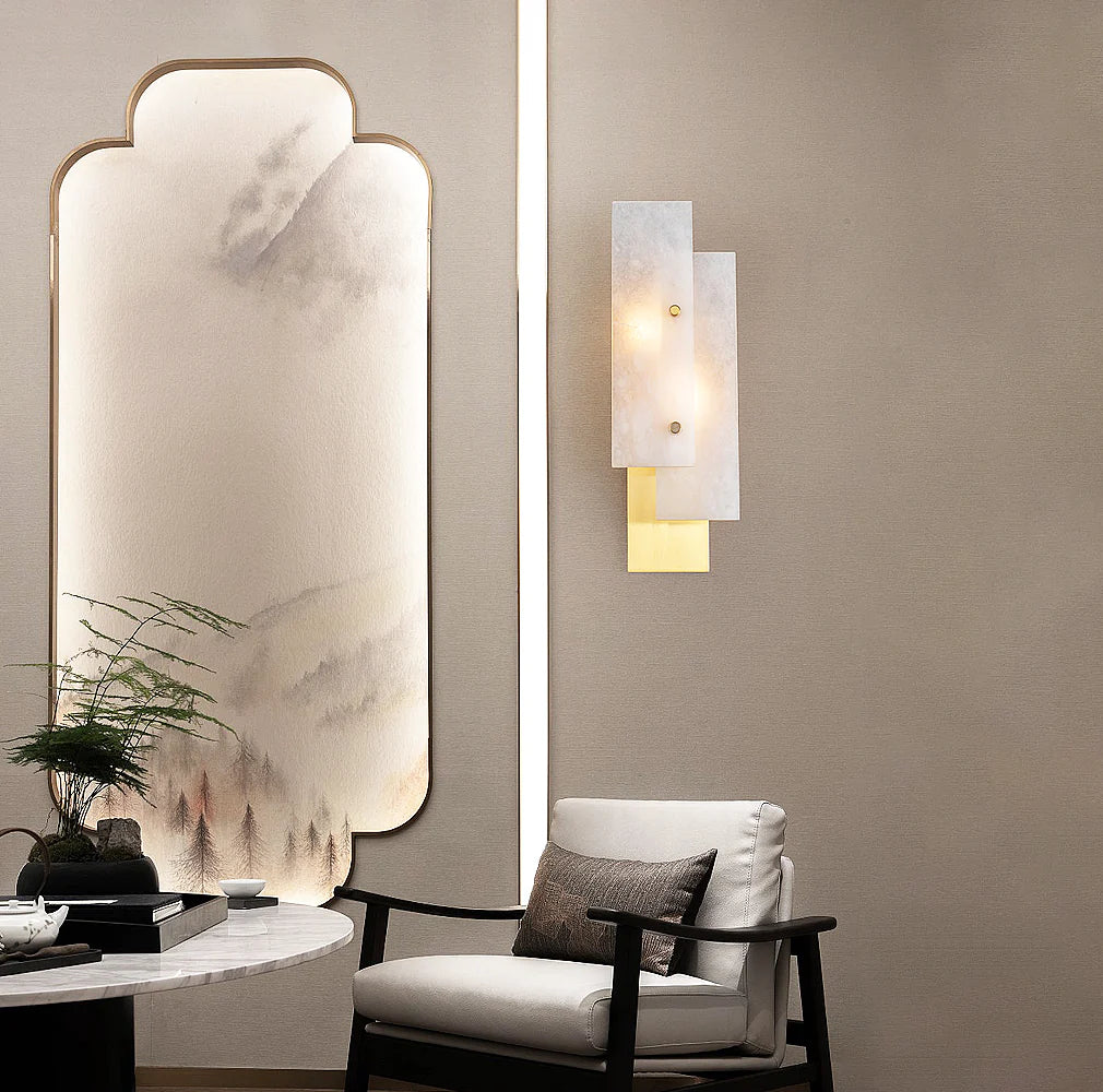 Lámpara de pared rectangular de alabastro