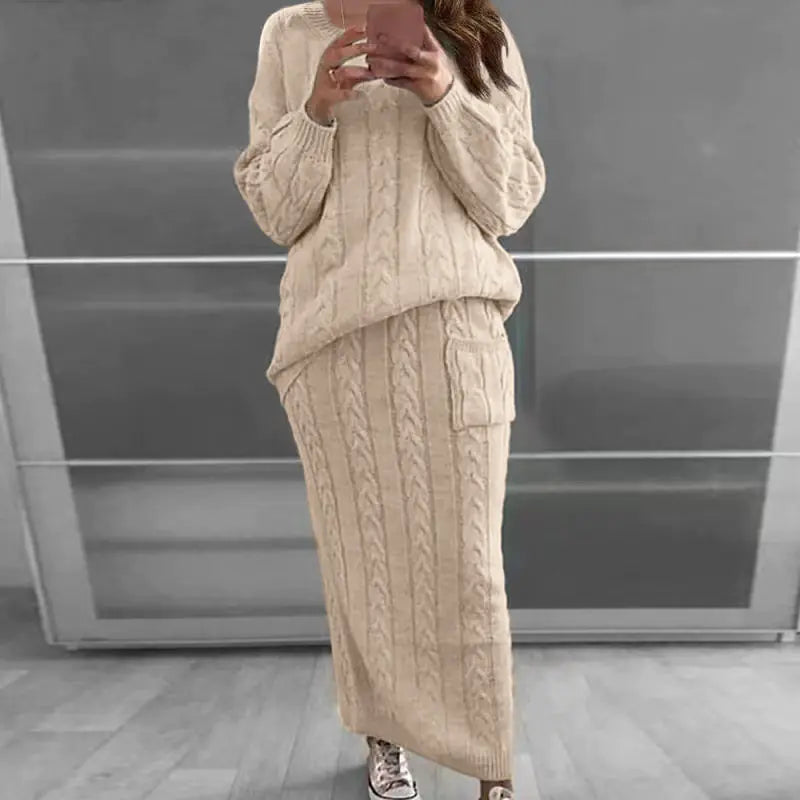 Autumn Winter Women's Fashion Sweater Dress Set