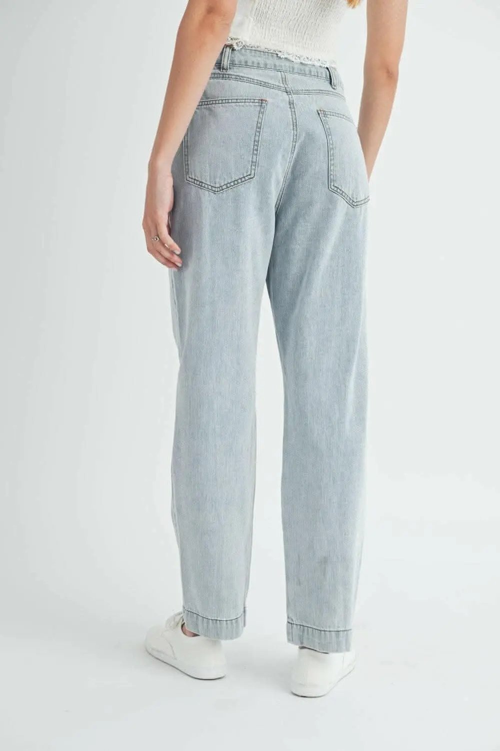 T-Shirts Trendsi MABLE Women's Straight Leg Pleated Denim Jeans