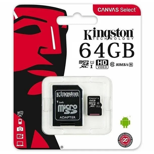 Tarjeta Micro SD Kingston Canvas Select de 64 GB