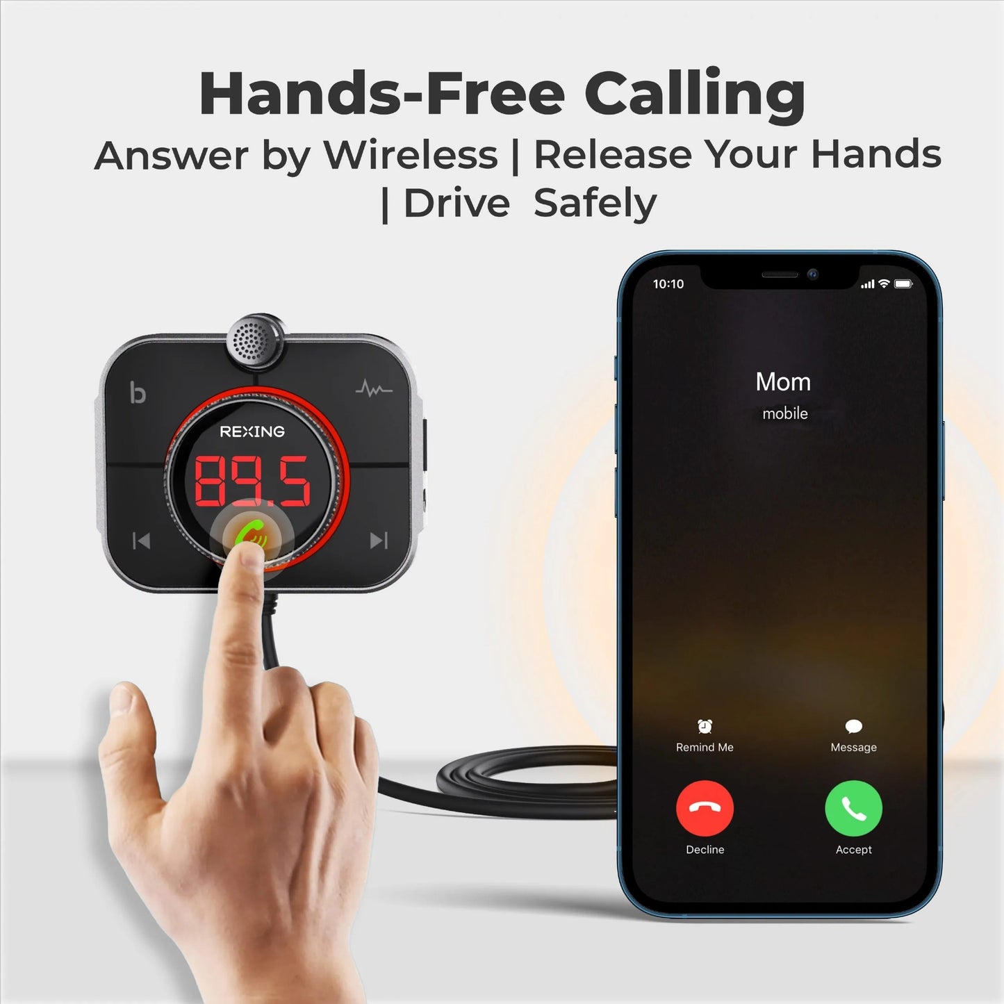 Cargador para auto con transmisor FM Rexing FMT2 con Bluetooth 5.0