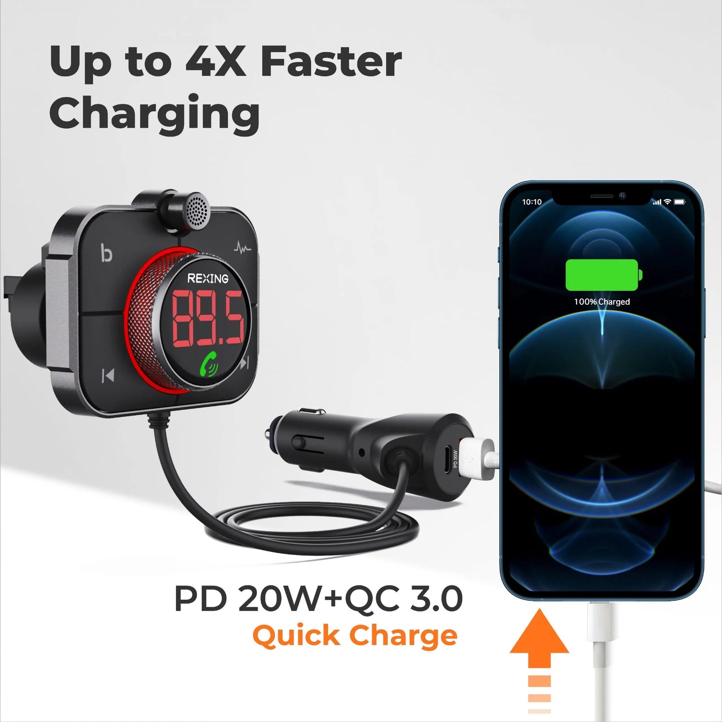 Cargador para auto con transmisor FM Rexing FMT2 con Bluetooth 5.0