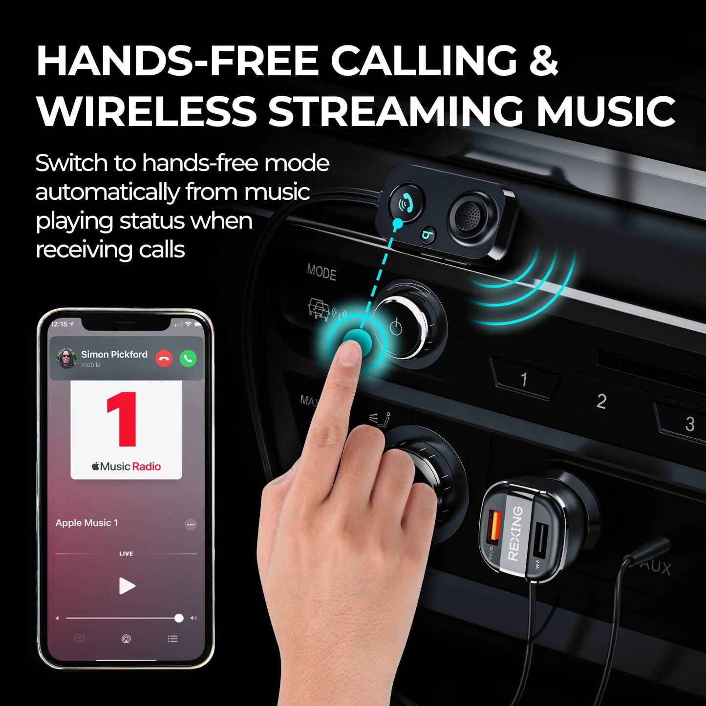 Receptor Bluetooth Mini Rexing AUX2 para coche con Bluetooth 5.1