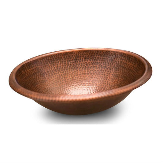 Lavabo de cobre martillado ovalado de 17 x 13 pulgadas