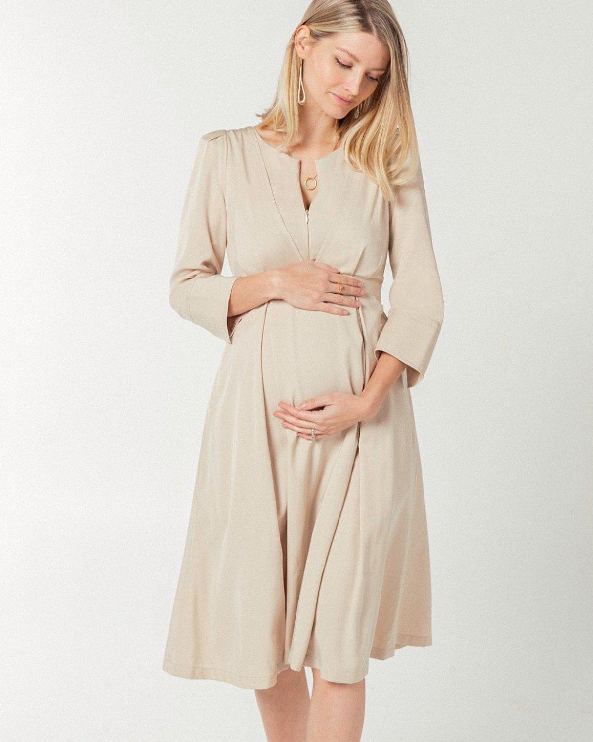 Vestido de maternidad y lactancia Sarah Empire en TENCEL (tallas normales y pequeñas)