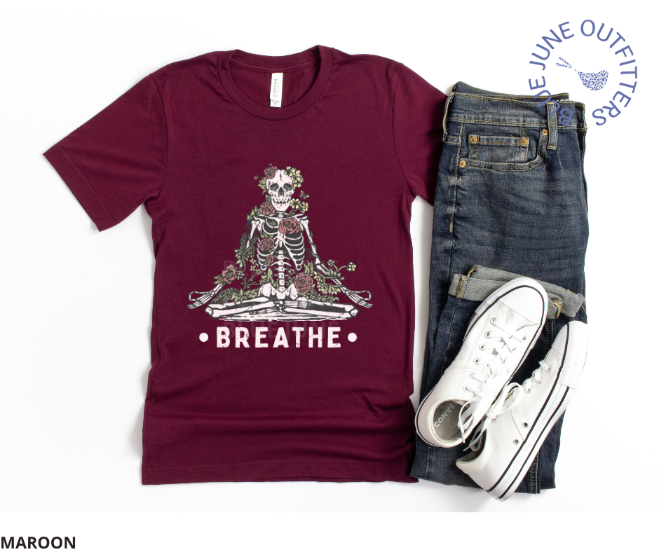 Breathe | Botanical Meditating Skeleton Tee