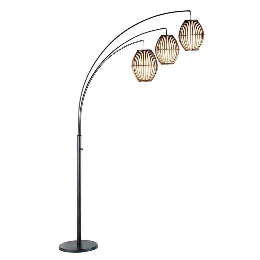 Lámpara de pie de arco bohemia moderna de mediados de siglo de 82 pulgadas con 3 luces de barril