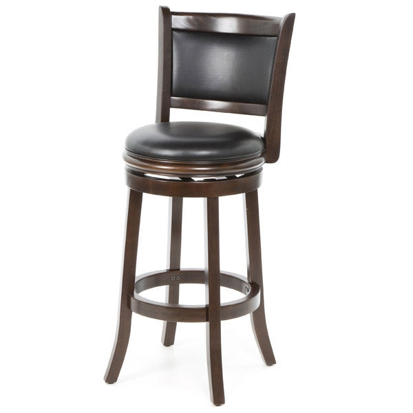 Taburete de bar giratorio Cappuccino de 29 pulgadas con asiento de cuero sintético