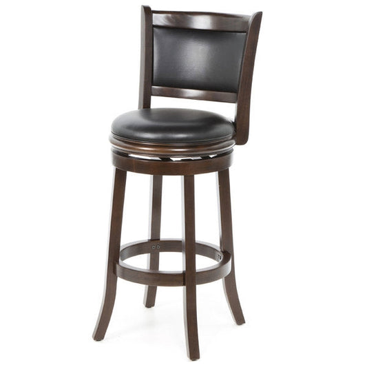 Taburete de bar giratorio Cappuccino de 29 pulgadas con asiento de cuero sintético