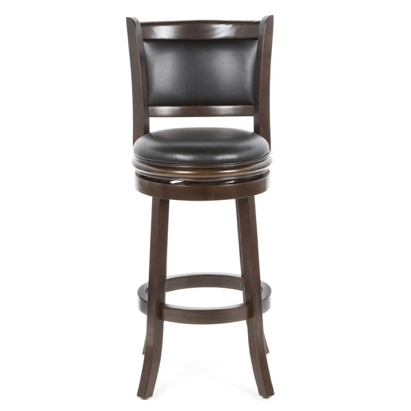 Taburete de bar giratorio Cappuccino de 29 pulgadas con asiento de cuero sintético