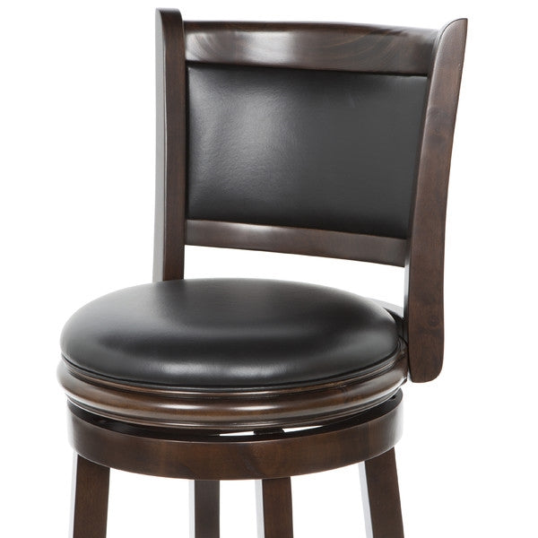 Taburete de bar giratorio Cappuccino de 29 pulgadas con asiento de cuero sintético