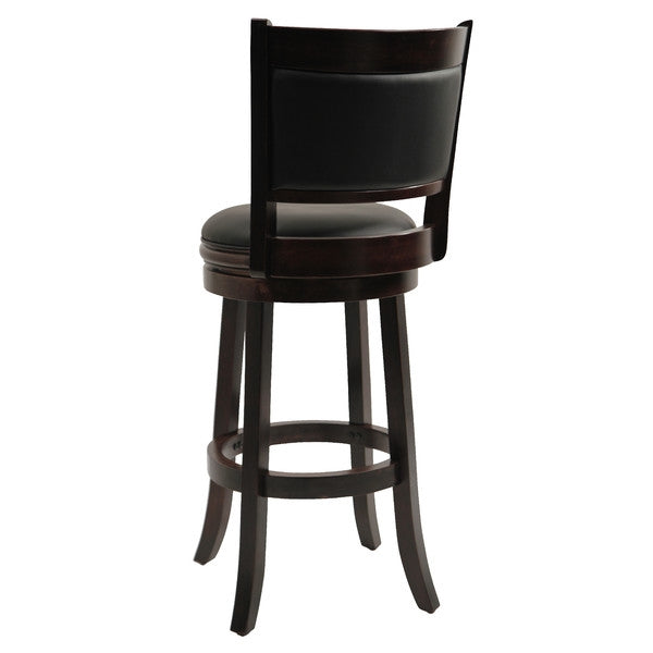 Taburete de bar giratorio Cappuccino de 29 pulgadas con asiento de cuero sintético