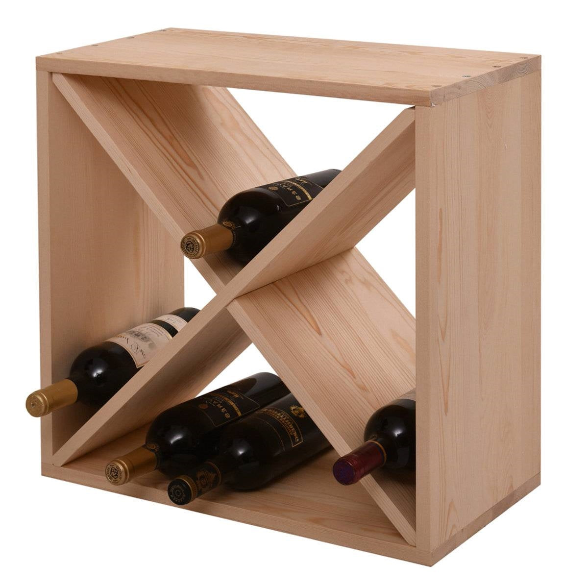 Botellero Modular Apilable de Madera Maciza para 24 Botellas