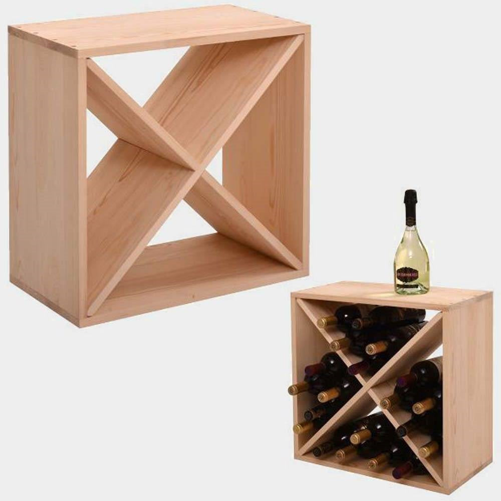 Botellero Modular Apilable de Madera Maciza para 24 Botellas