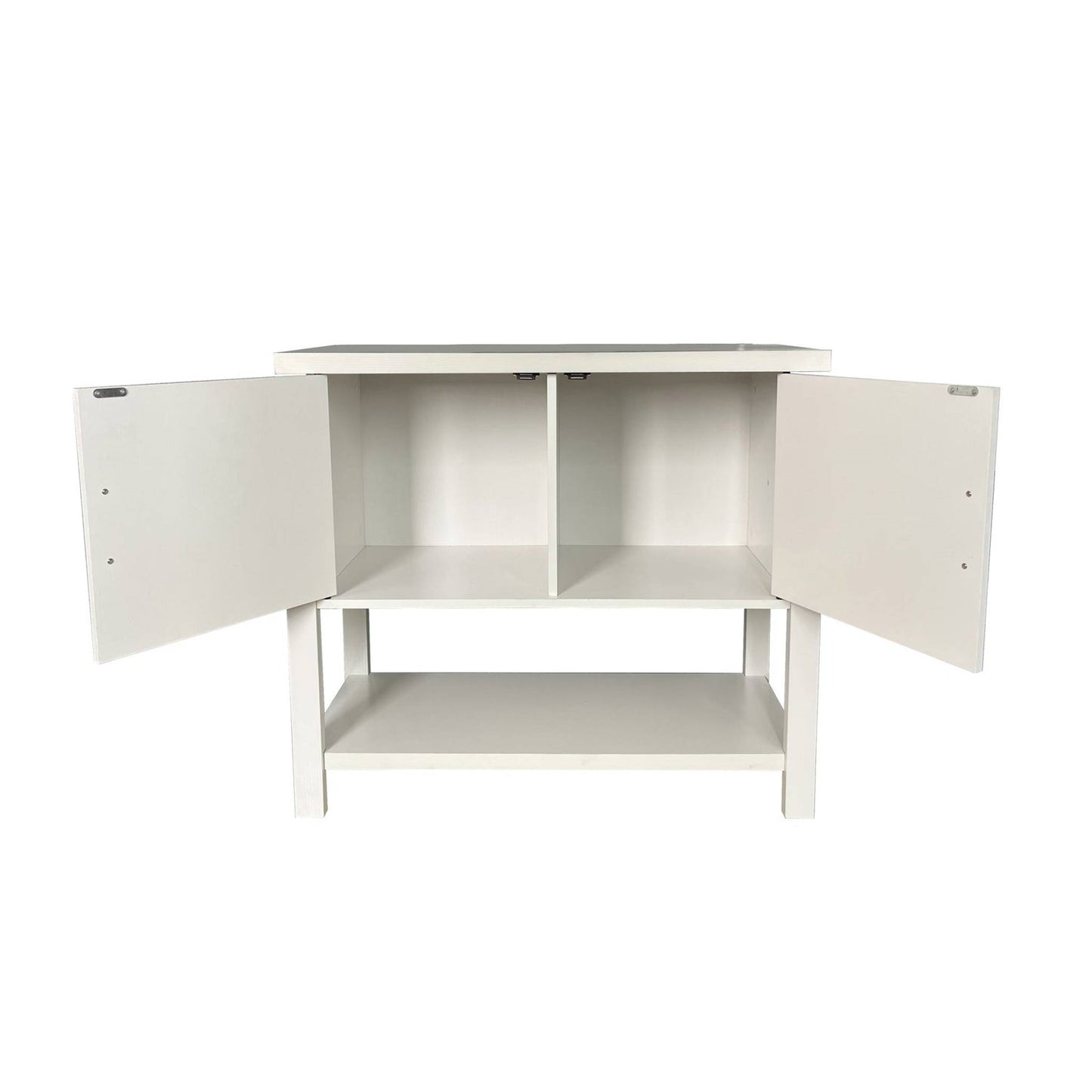 Mesa consola de almacenamiento de madera de 2 cajones blanca moderna