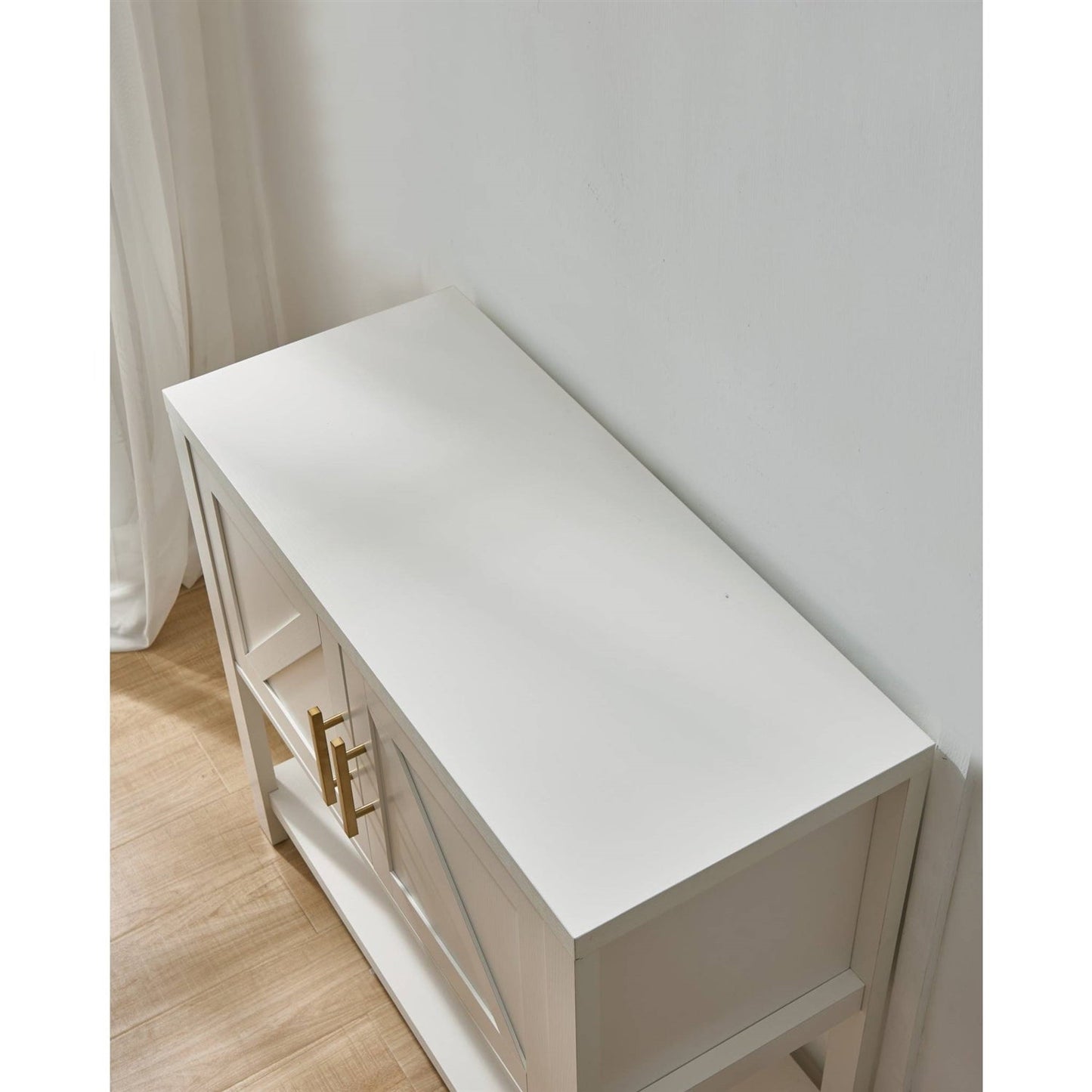 Mesa consola de almacenamiento de madera de 2 cajones blanca moderna