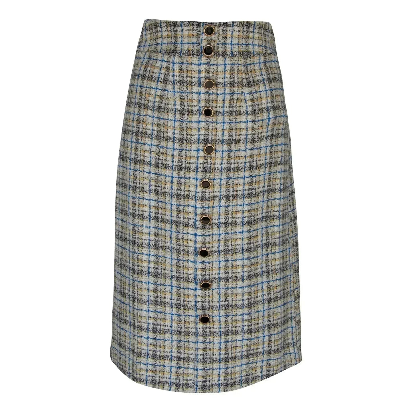 Luxe Plaid Tweed Pencil Skirt