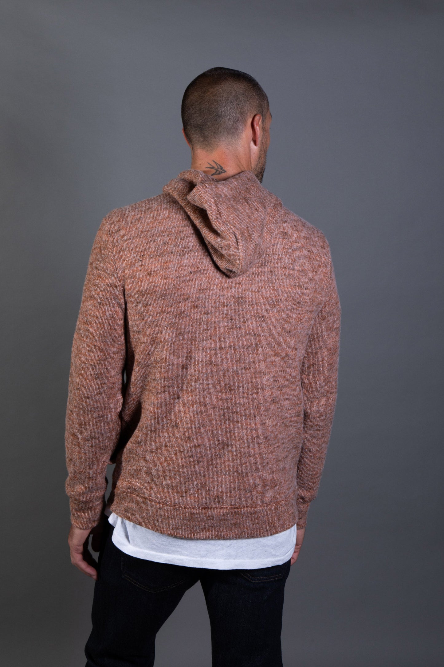 Sudadera con capucha de punto suave jaspeado para hombre