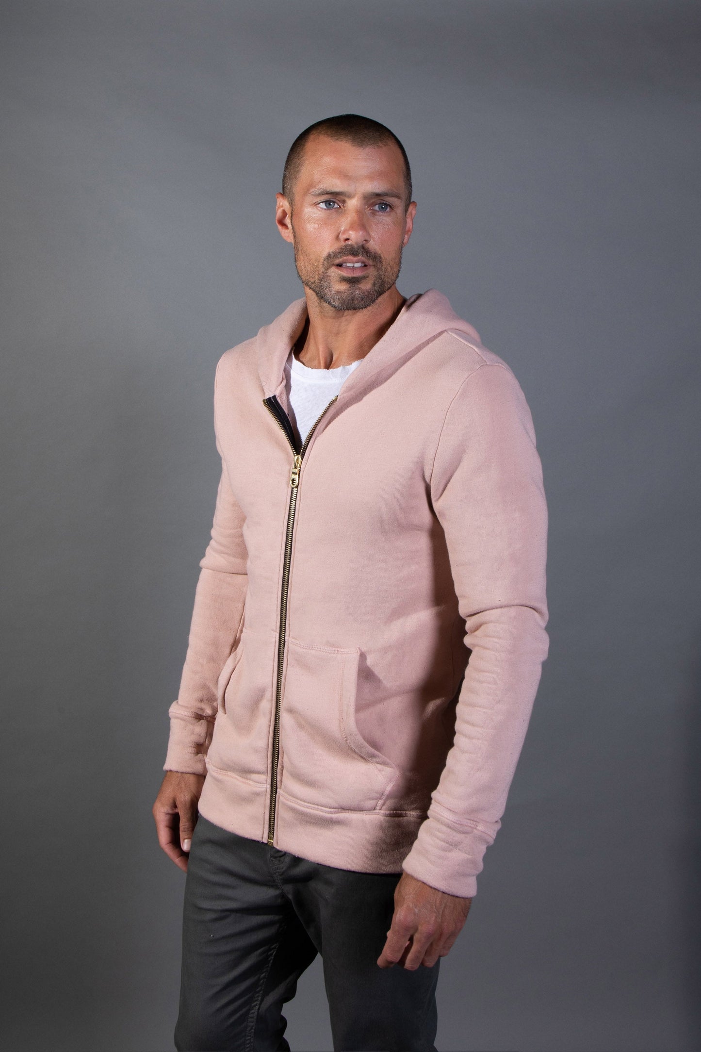 Sudadera con capucha y cremallera de felpa francesa para hombre