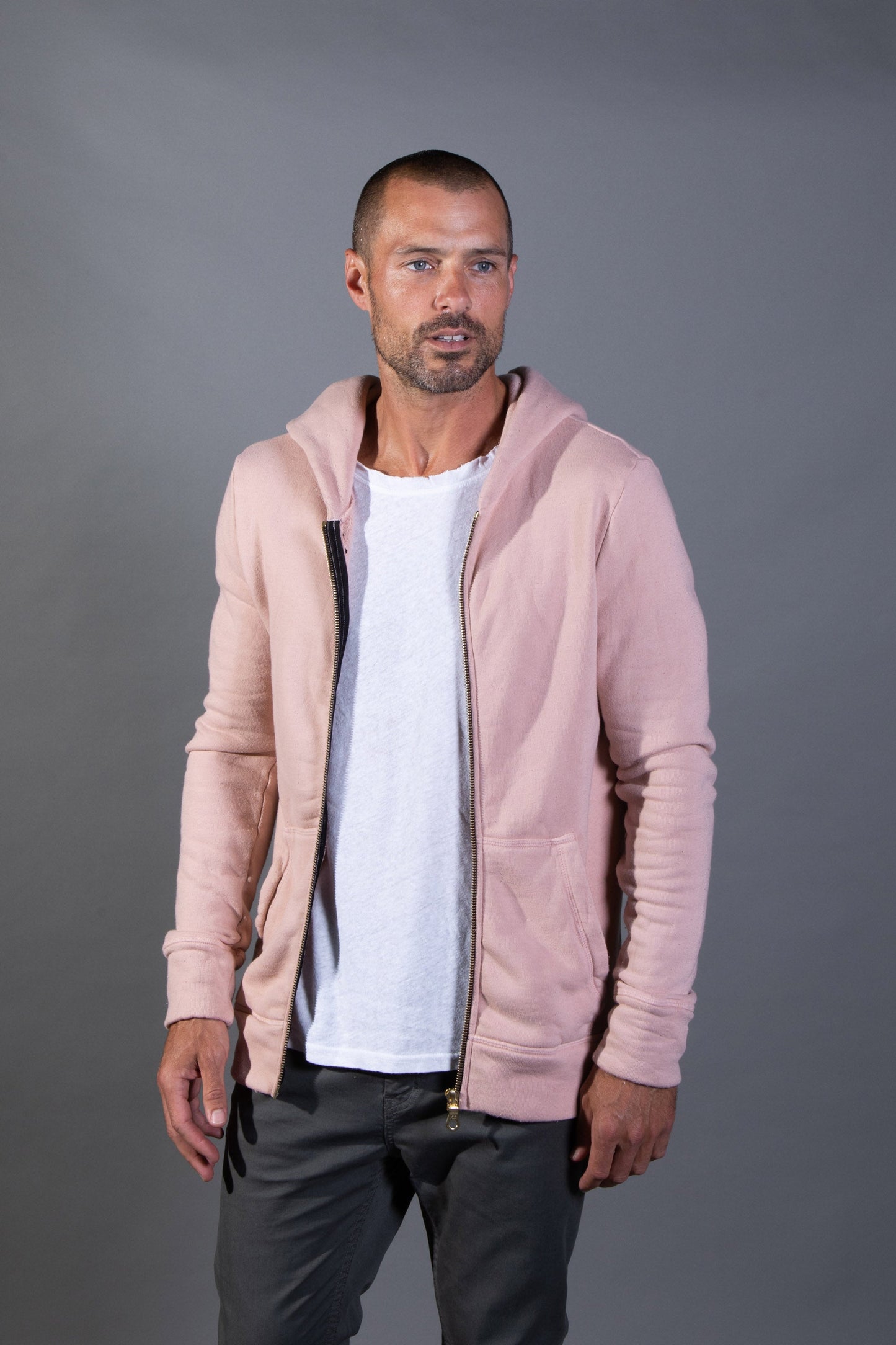 Sudadera con capucha y cremallera de felpa francesa para hombre
