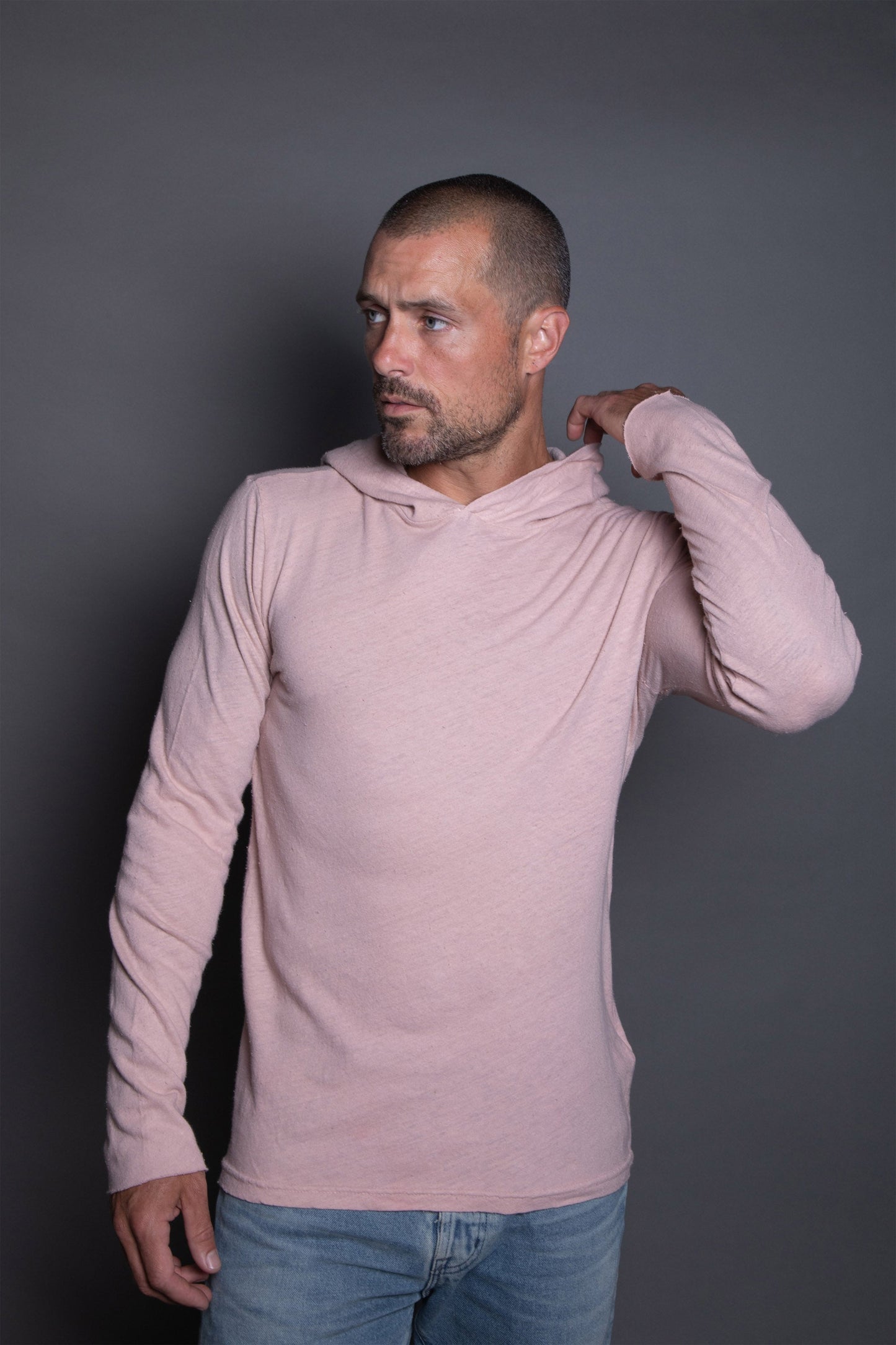 Sudadera con Capucha de Manga Larga de Lino para Hombre