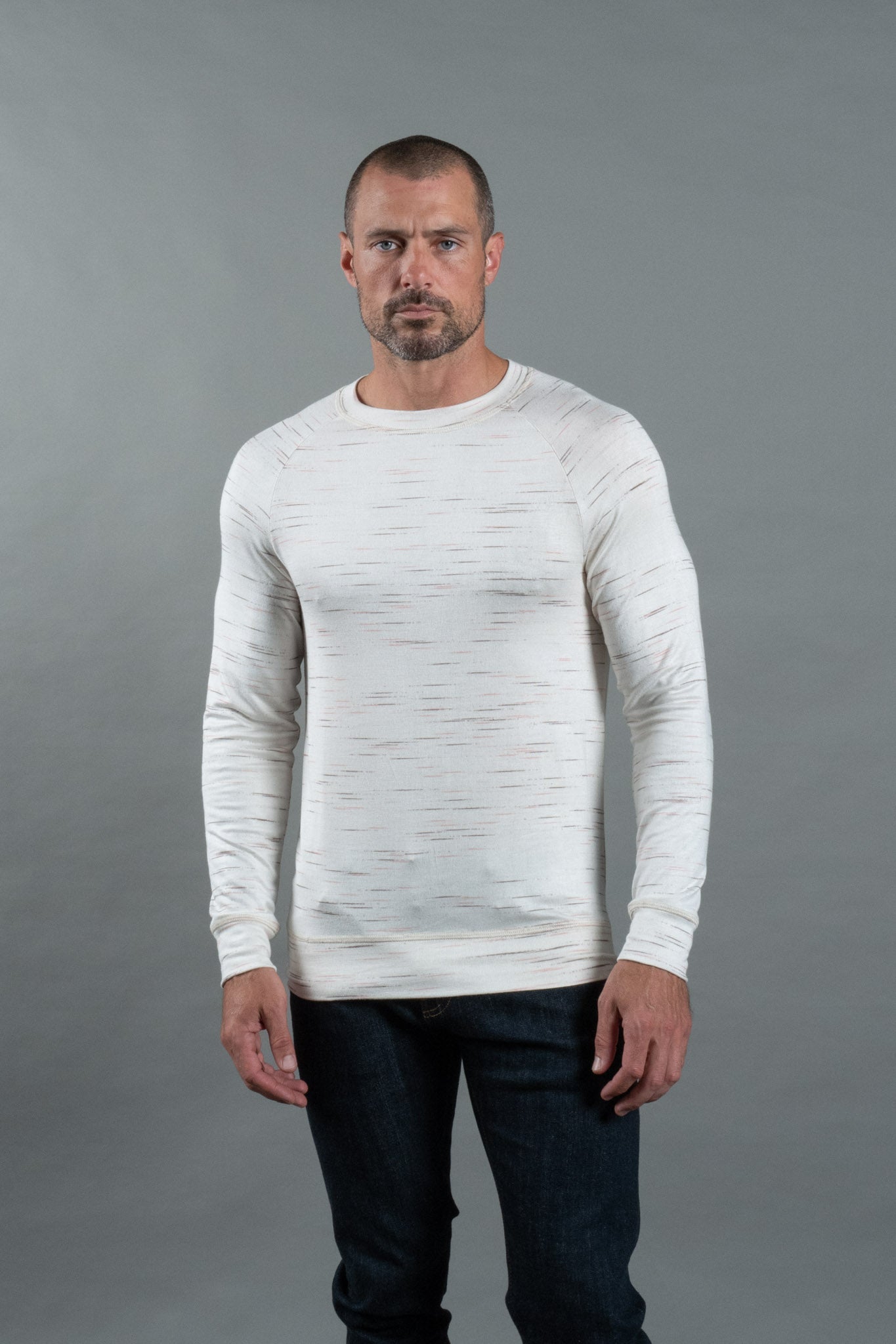 Suéter jersey para hombre - tejido multicolor en crema, rosa y marrón