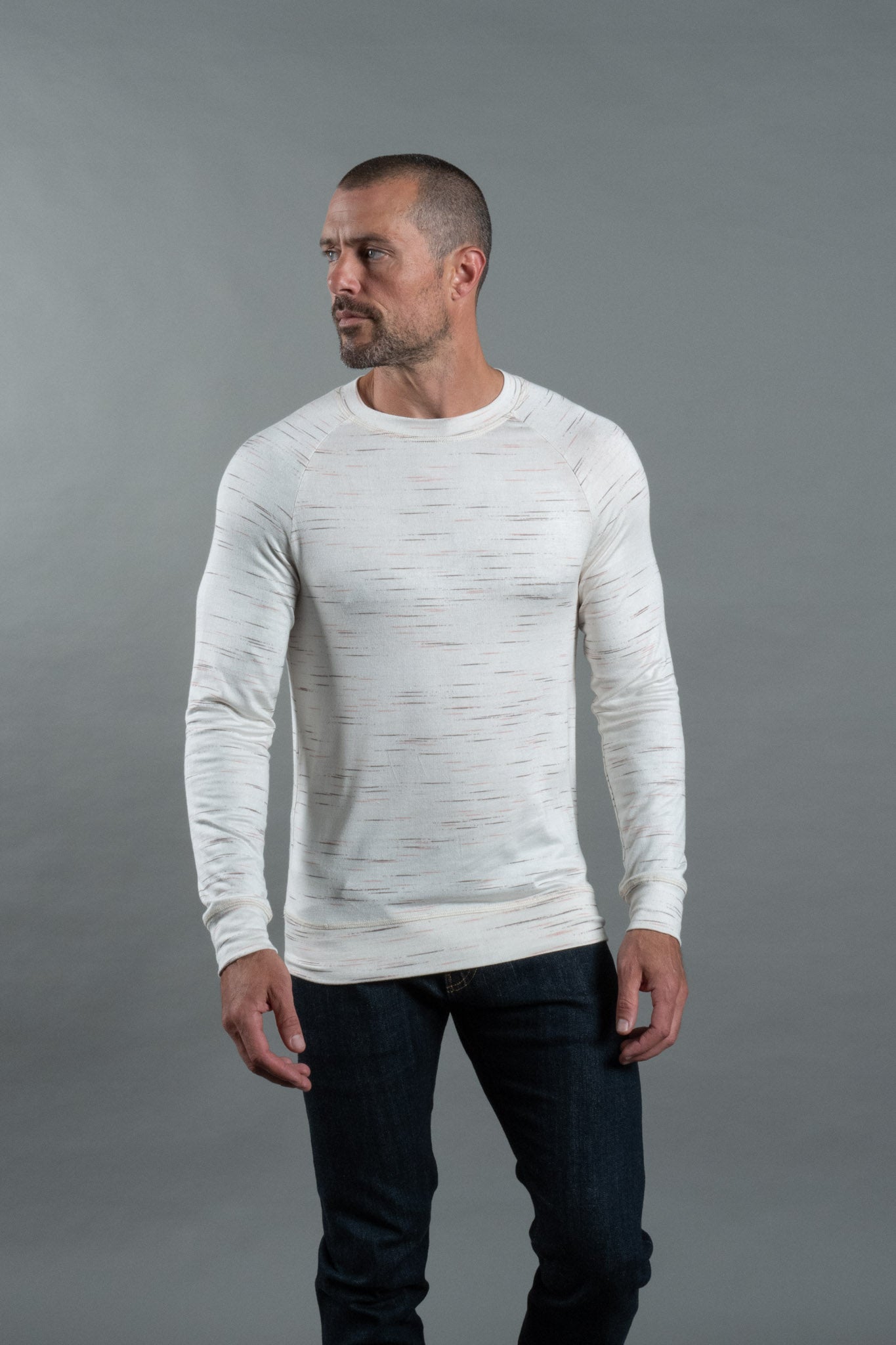 Suéter jersey para hombre - tejido multicolor en crema, rosa y marrón