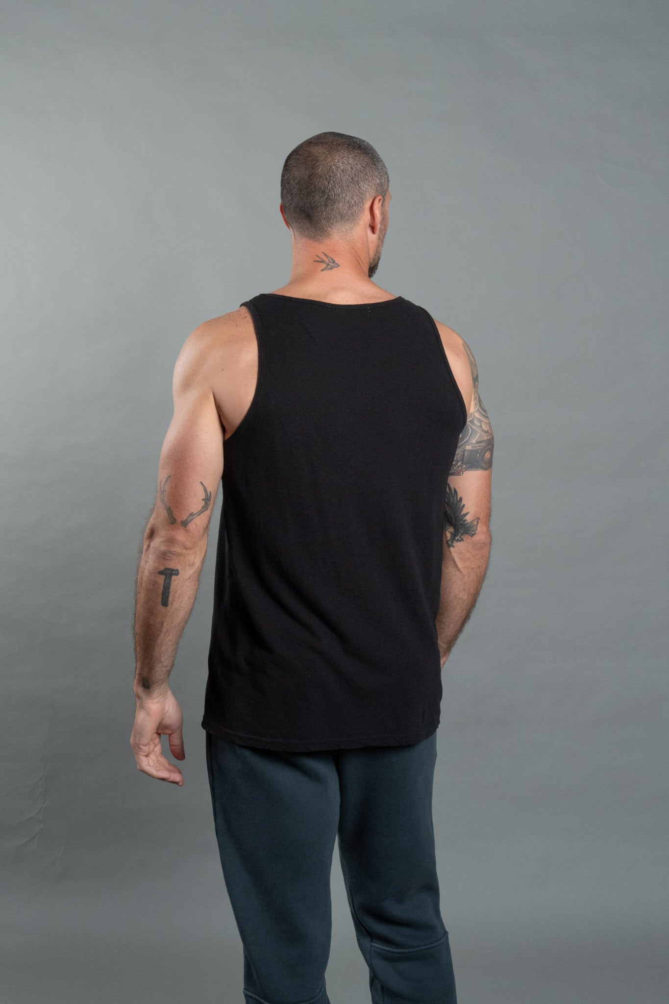 Camiseta sin mangas de algodón y lino para hombre