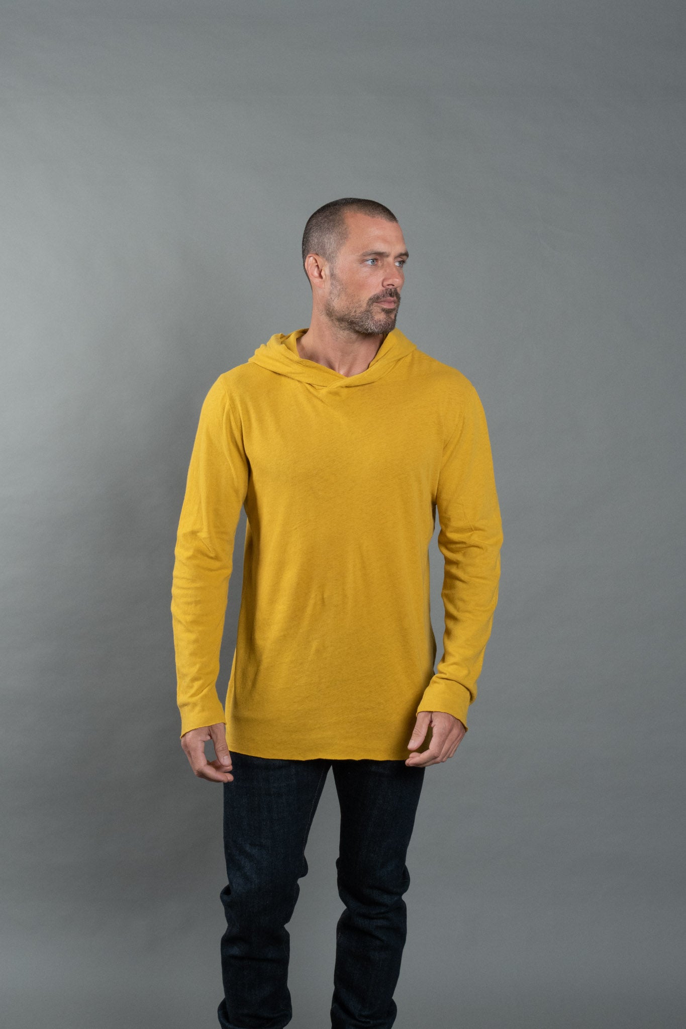 Sudadera con Capucha de Manga Larga de Lino para Hombre