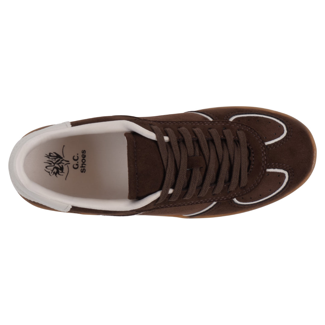 Zapatilla burdeos con cordones Milán para mujer