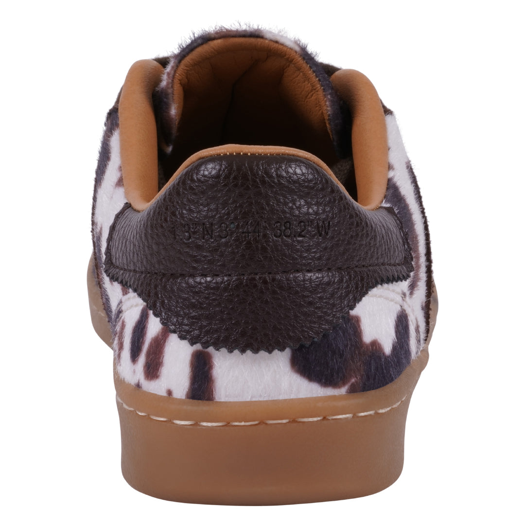 Zapatilla con estampado de vaca y cordones Milan para mujer