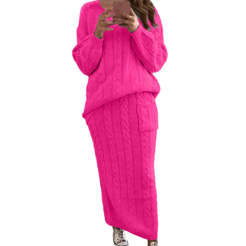 Autumn Winter Women's Fashion Sweater Dress Set