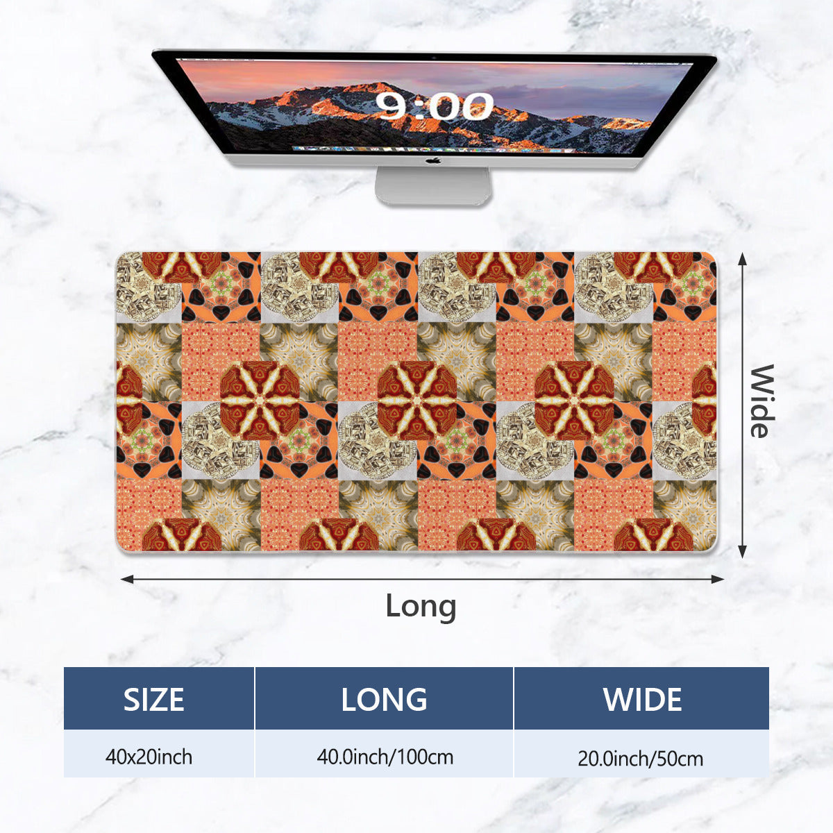 Heritage Revival Quilt Design Large Desk Mat - 20" x 40"