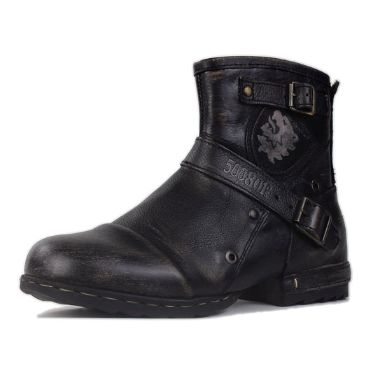 Botines de cuero para hombre OS-5008-1-BS