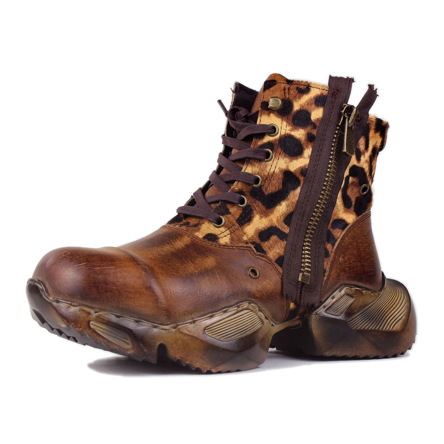 Botas de moto de cuero atléticas para hombre OS-5008-S-8-Leopardo