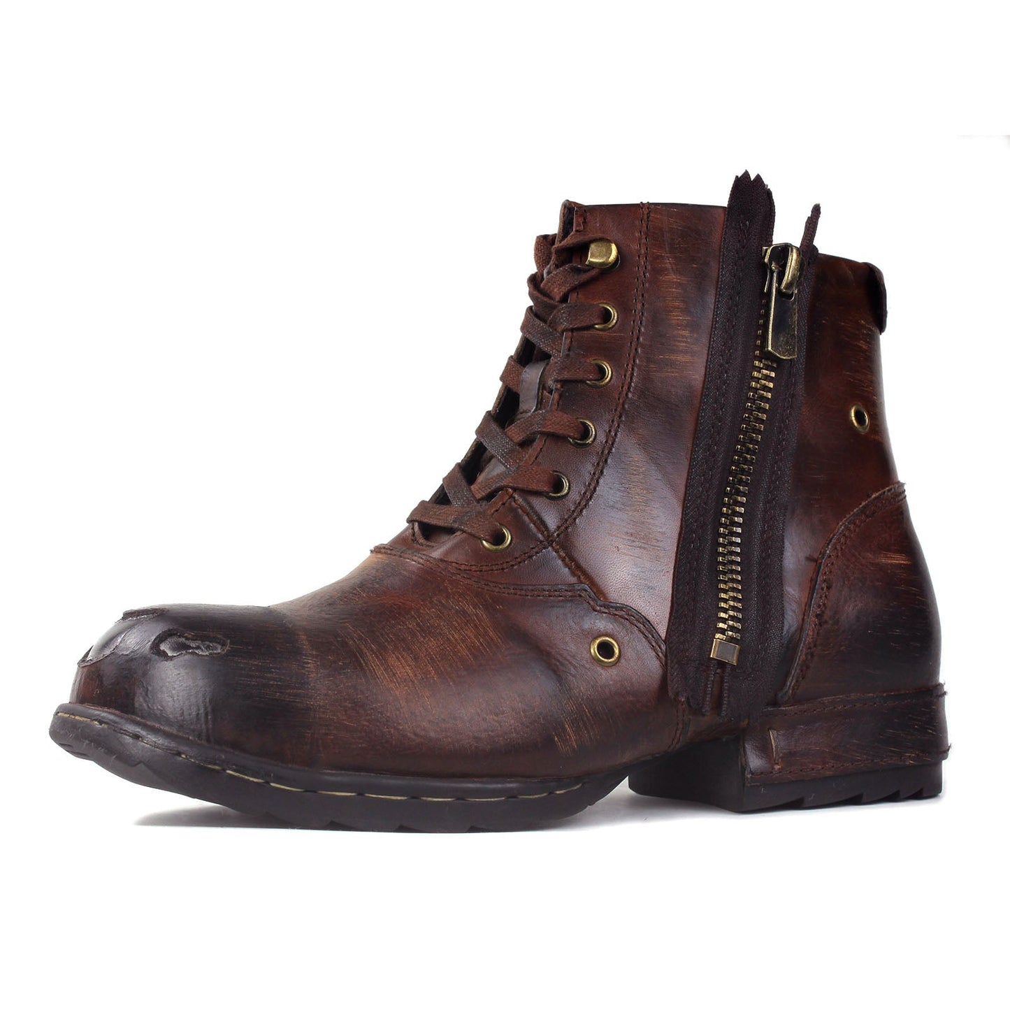 Botines de cuero para hombre OS-5008-8-Metal Brown
