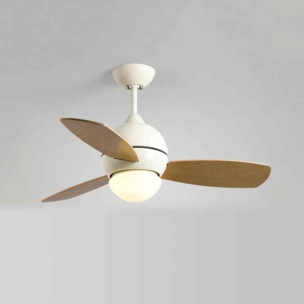 Lámpara de techo de madera con ventilador, diseño macaron
