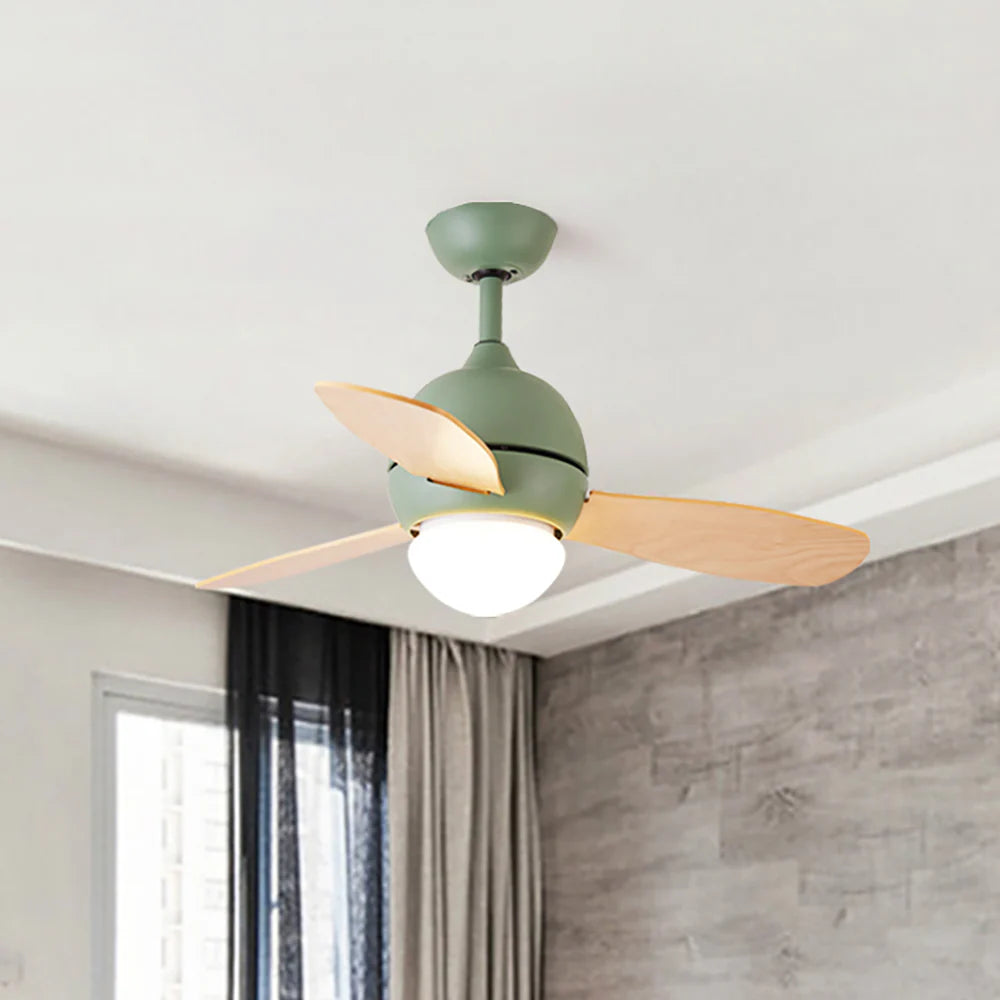 Lámpara de techo de madera con ventilador, diseño macaron