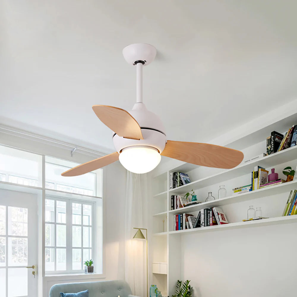 Lámpara de techo de madera con ventilador, diseño macaron