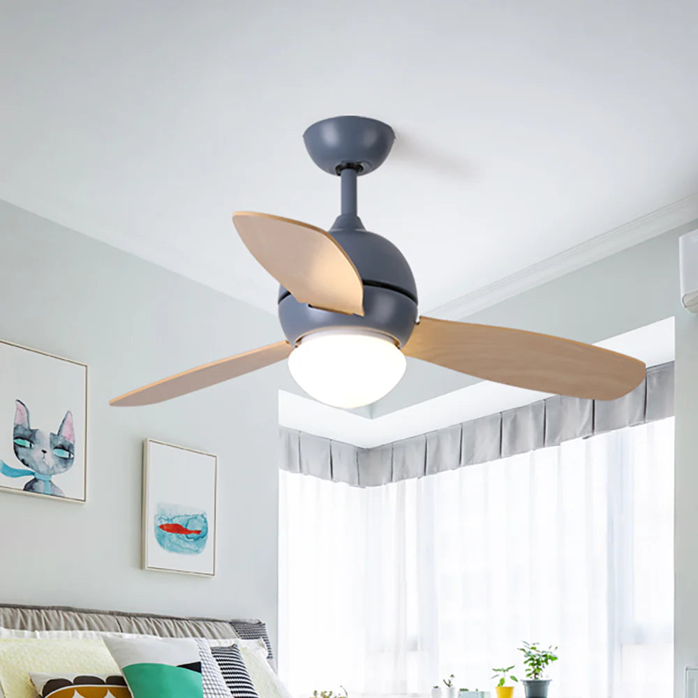 Lámpara de techo de madera con ventilador, diseño macaron