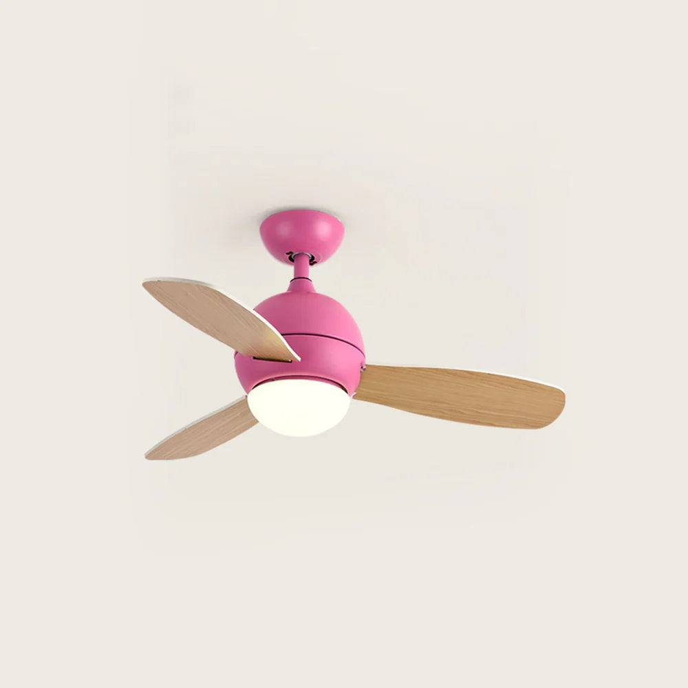 Lámpara de techo de madera con ventilador, diseño macaron