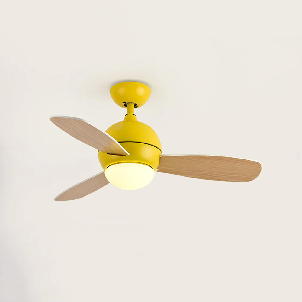Lámpara de techo de madera con ventilador, diseño macaron